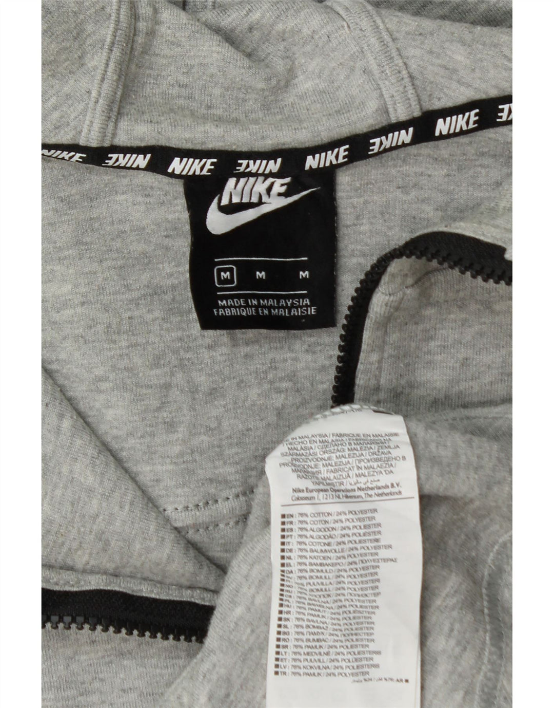 NIKE Womens Zip Hoodie Sweater UK 14 Medium Grey Cotton Vintage Nike and Second-Hand Nike from Messina Hembry 