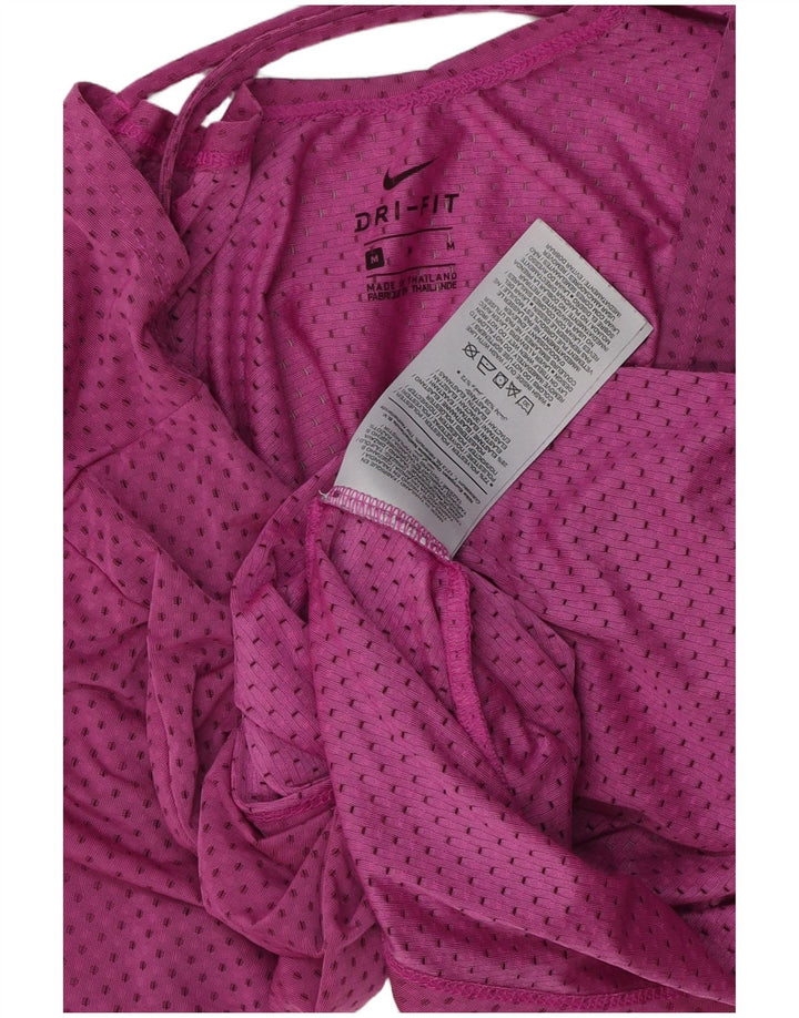 T-shirt NIKE Dri Fit da donna Top UK 14 poliestere maculato rosa medio