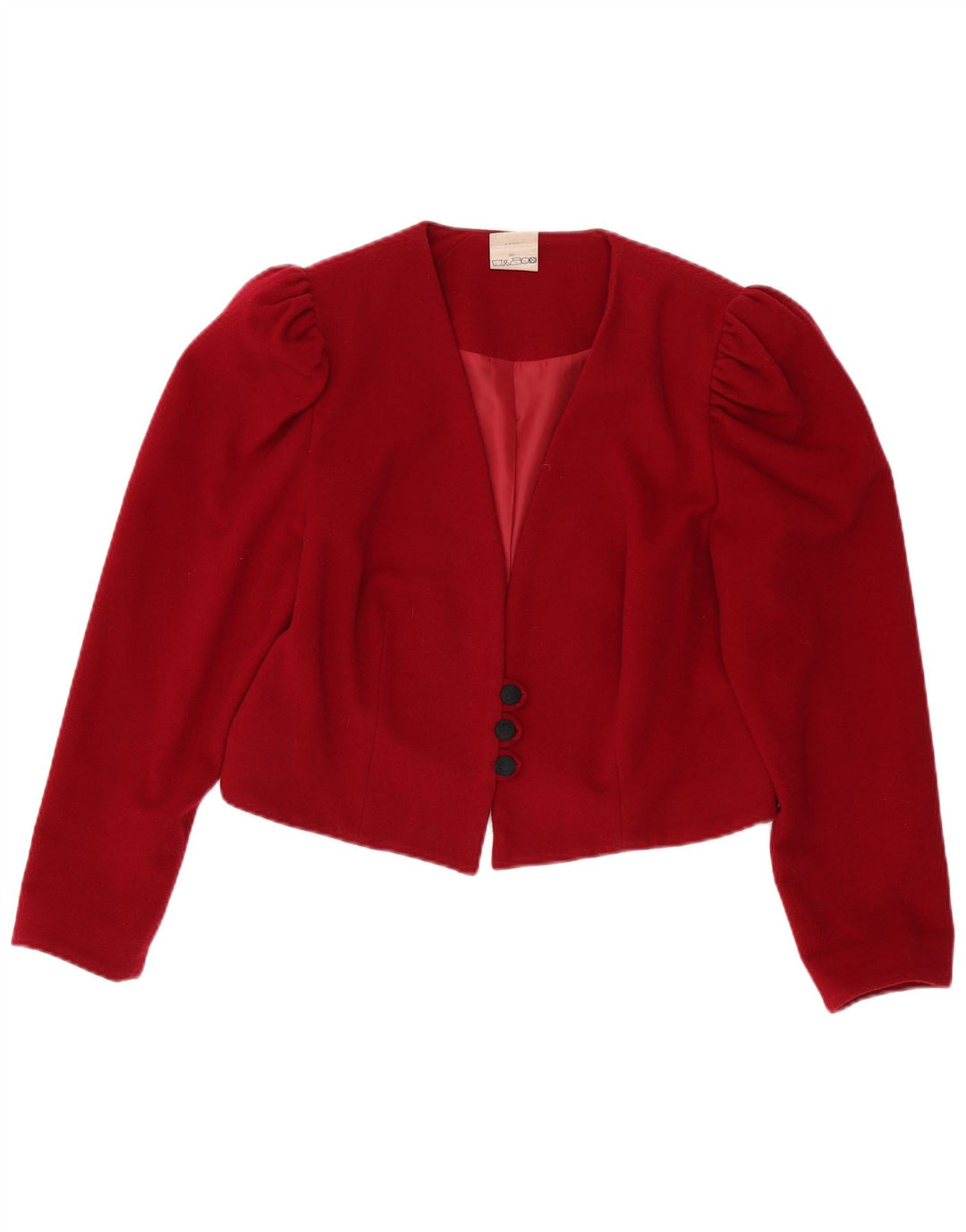 Giacca blazer corta da donna vintage a 3 bottoni IT 44 lana rossa media