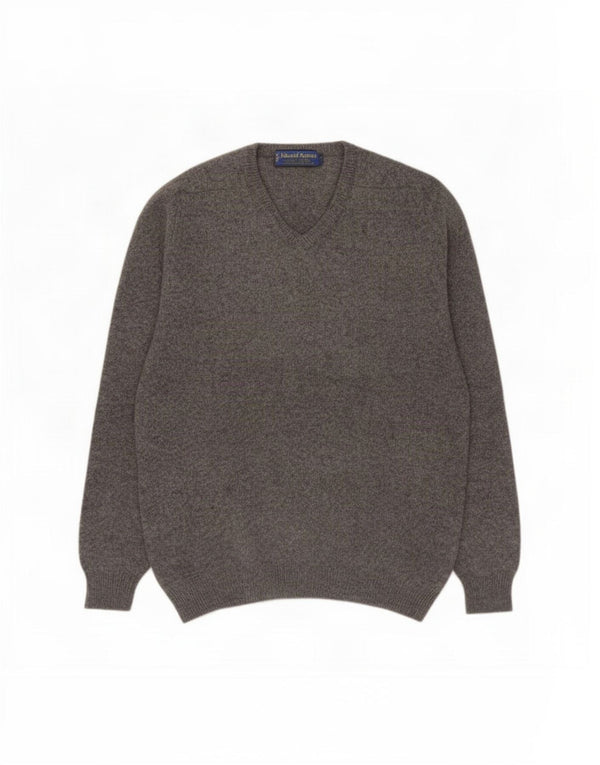 Maglione da donna con scollo a V Edward Spiers UK 16 Large Grey New Wool