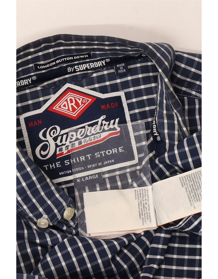 SUPERDRY Mens Shirt XL Blue Check Cotton Vintage Superdry and Second-Hand Superdry from Messina Hembry 