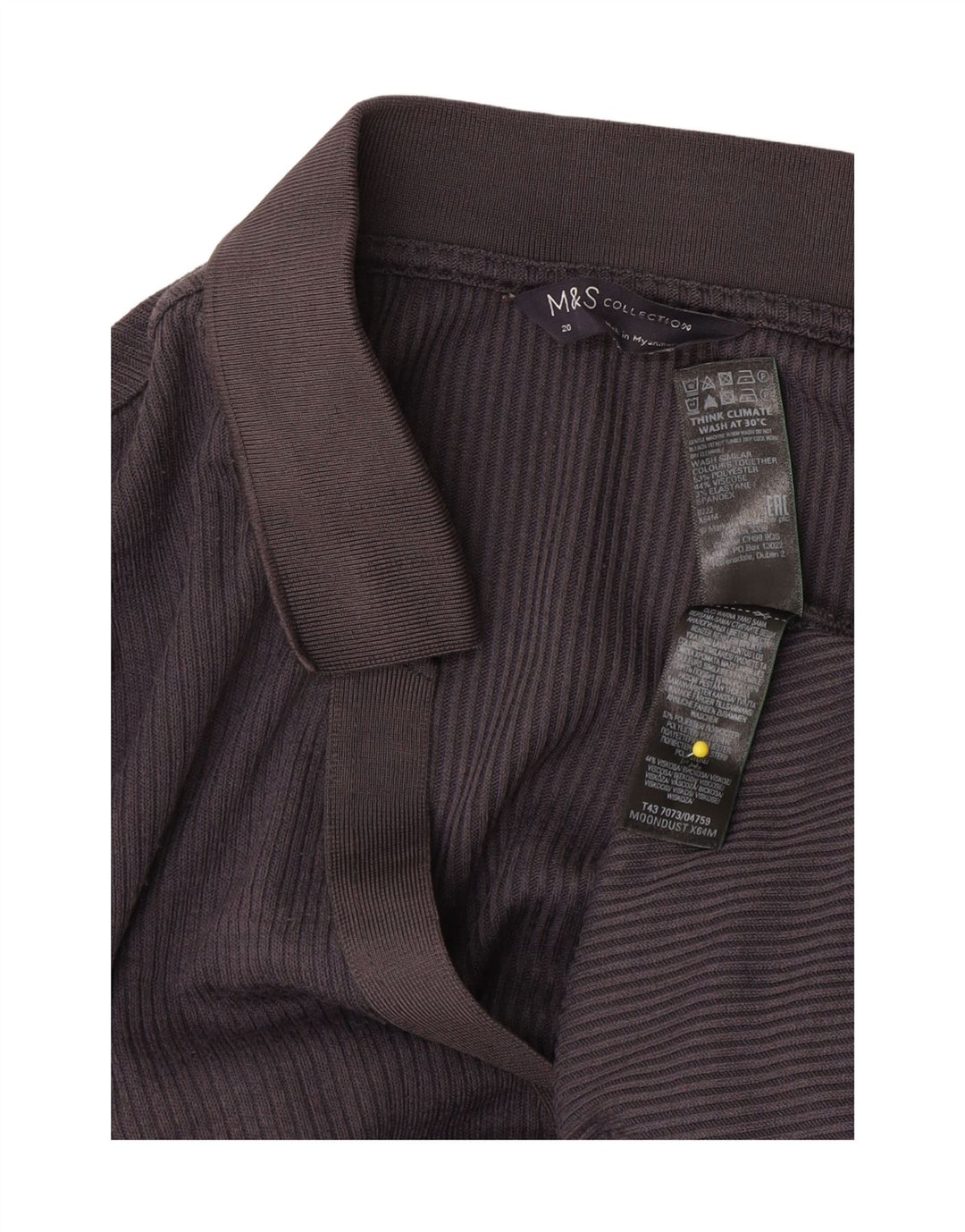 Polo a maniche lunghe da donna Marks & Spencer UK 20 2XL Poliestere grigio