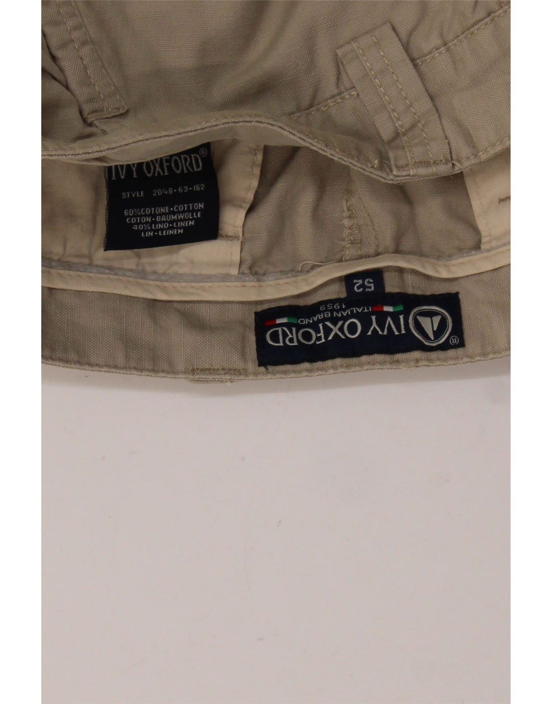 Pantaloncini cargo da uomo IVY OXFORD IT 52 XL W38 Cotone beige