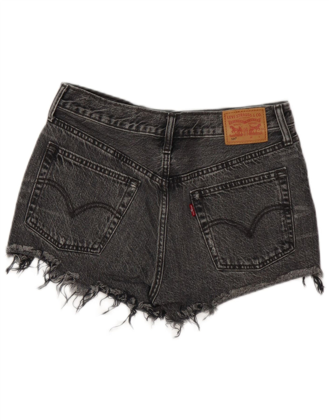 Pantaloncini Levi's da donna 501 in denim invecchiato W28 cotone grigio medio