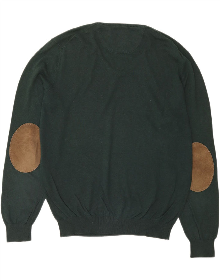 Maglione da uomo con scollo a V Massimo Dutti in cotone verde medio