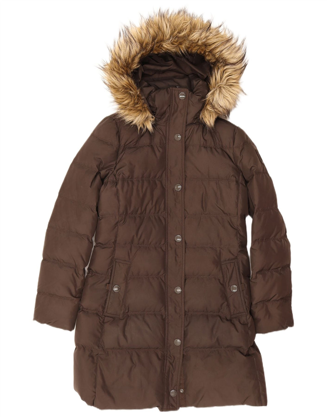 Cappotto imbottito con cappuccio da donna Tommy Hilfiger UK 14 Poliestere marrone medio