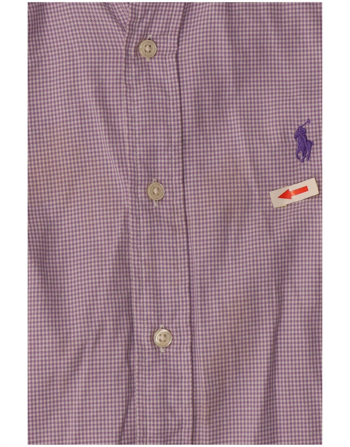 Camicia Ralph Lauren da uomo su misura in cotone pied de poule viola medio