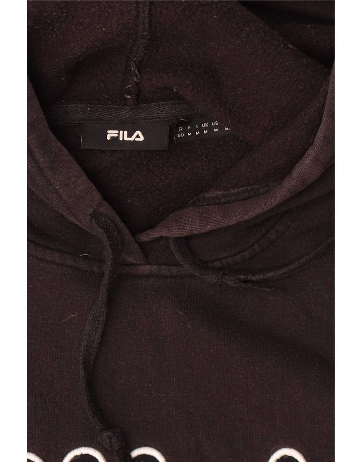 Felpa con cappuccio grafica da uomo Fila in cotone nero medio