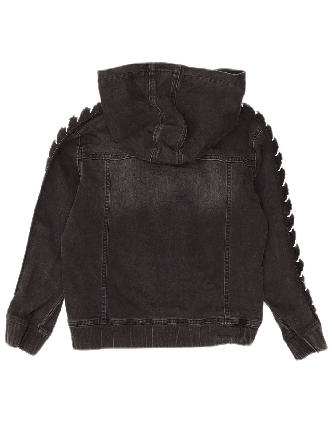 Giacca di jeans con cappuccio grafica Kappa per ragazzi 7-8 anni Grigia