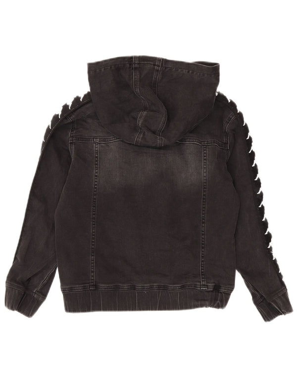Giacca di jeans con cappuccio grafica Kappa per ragazzi 7-8 anni Grigia