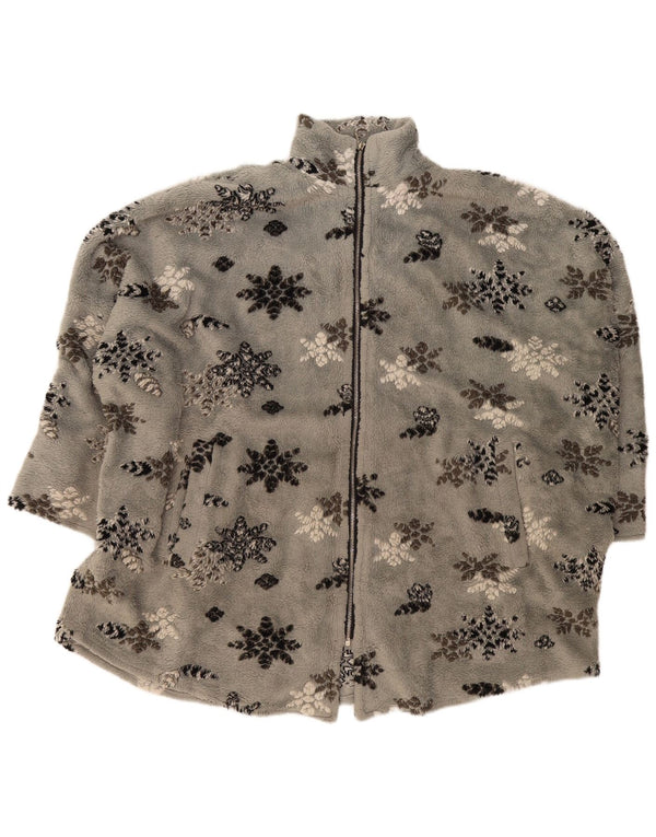Giacca in pile da donna con maniche a 3/4 Ann Christine UK 14 Grigio medio floreale