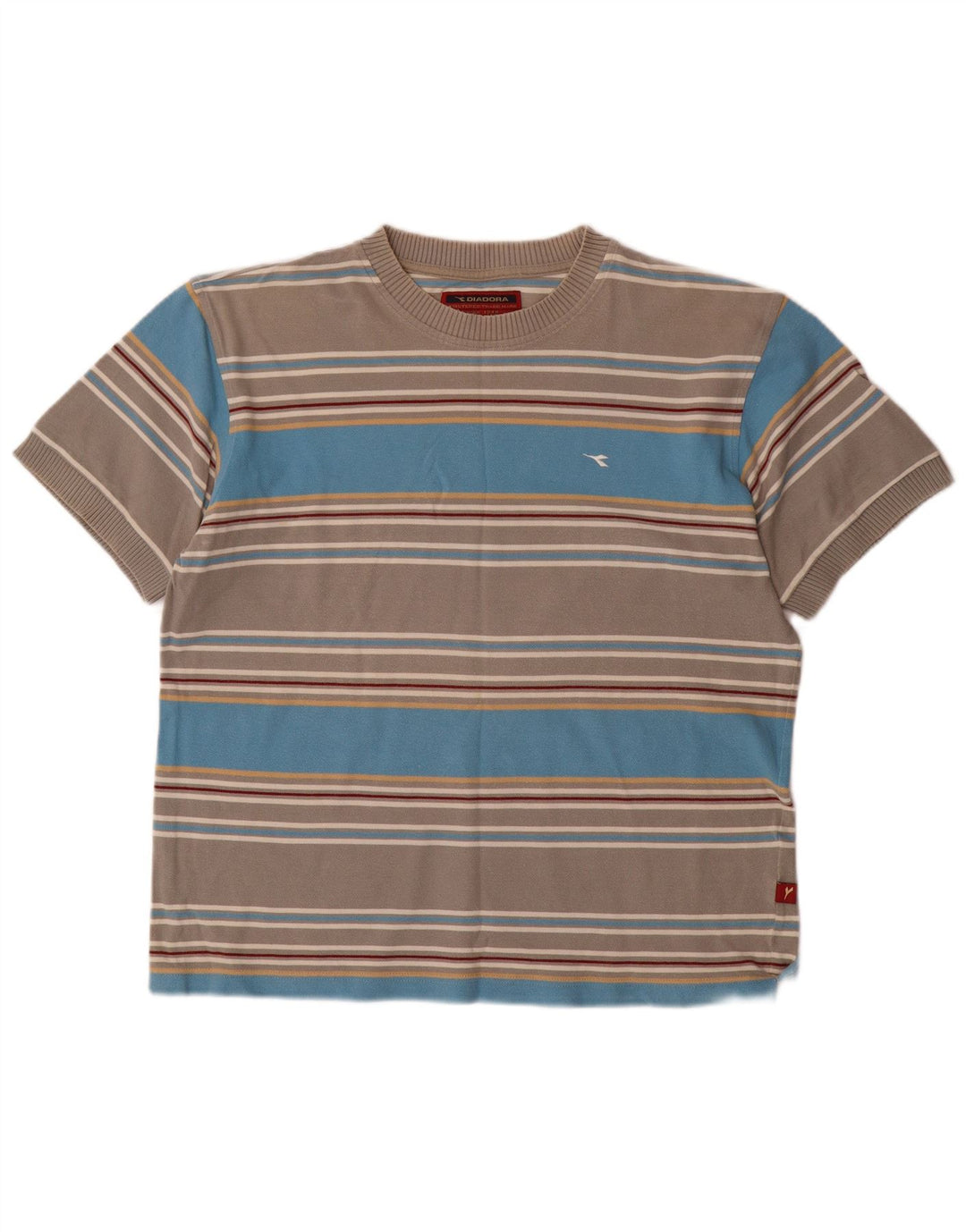 T-shirt Diadora Uomo Top Large in Cotone a Righe Grigie