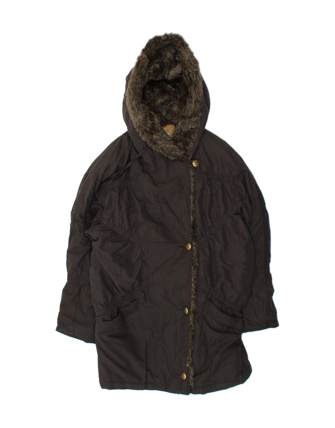 VINTAGE Womens Hooded Parka Jacket IT 44/46 Medium Black Polyamide Vintage Vintage and Second-Hand Vintage from Messina Hembry 