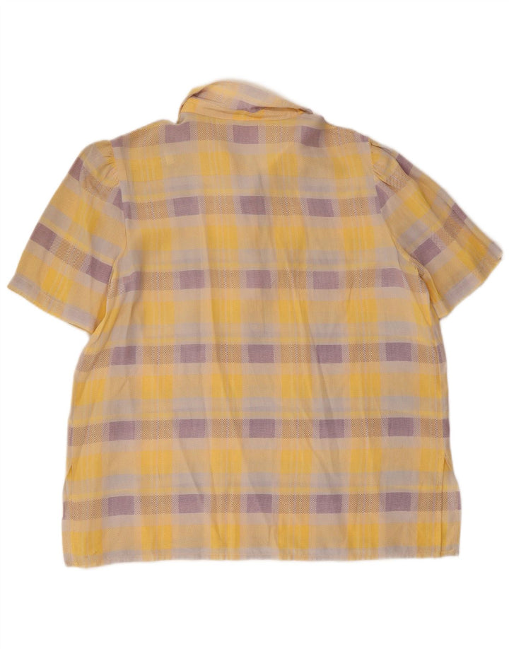 Camicia pullover a maniche corte da donna Les Copains UK 14 grandi quadri gialli