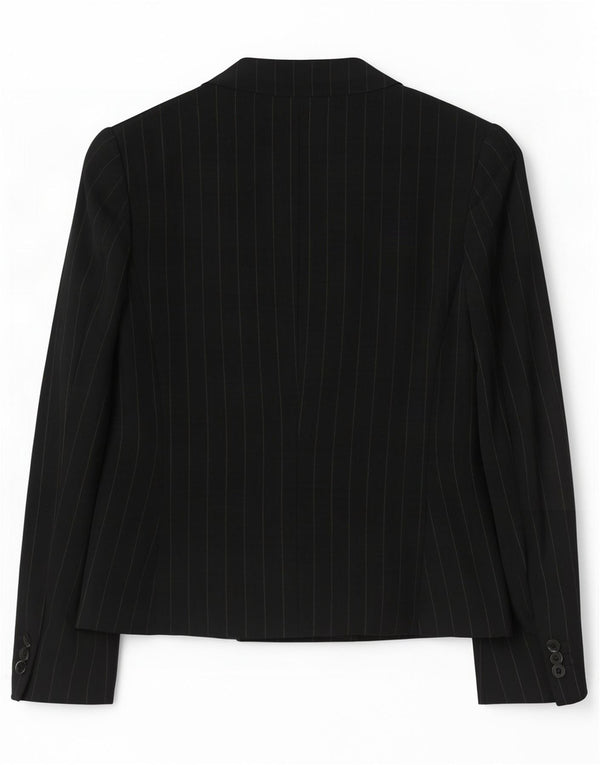 Giacca blazer doppiopetto da donna Max Mara UK 12 gessato medio nero