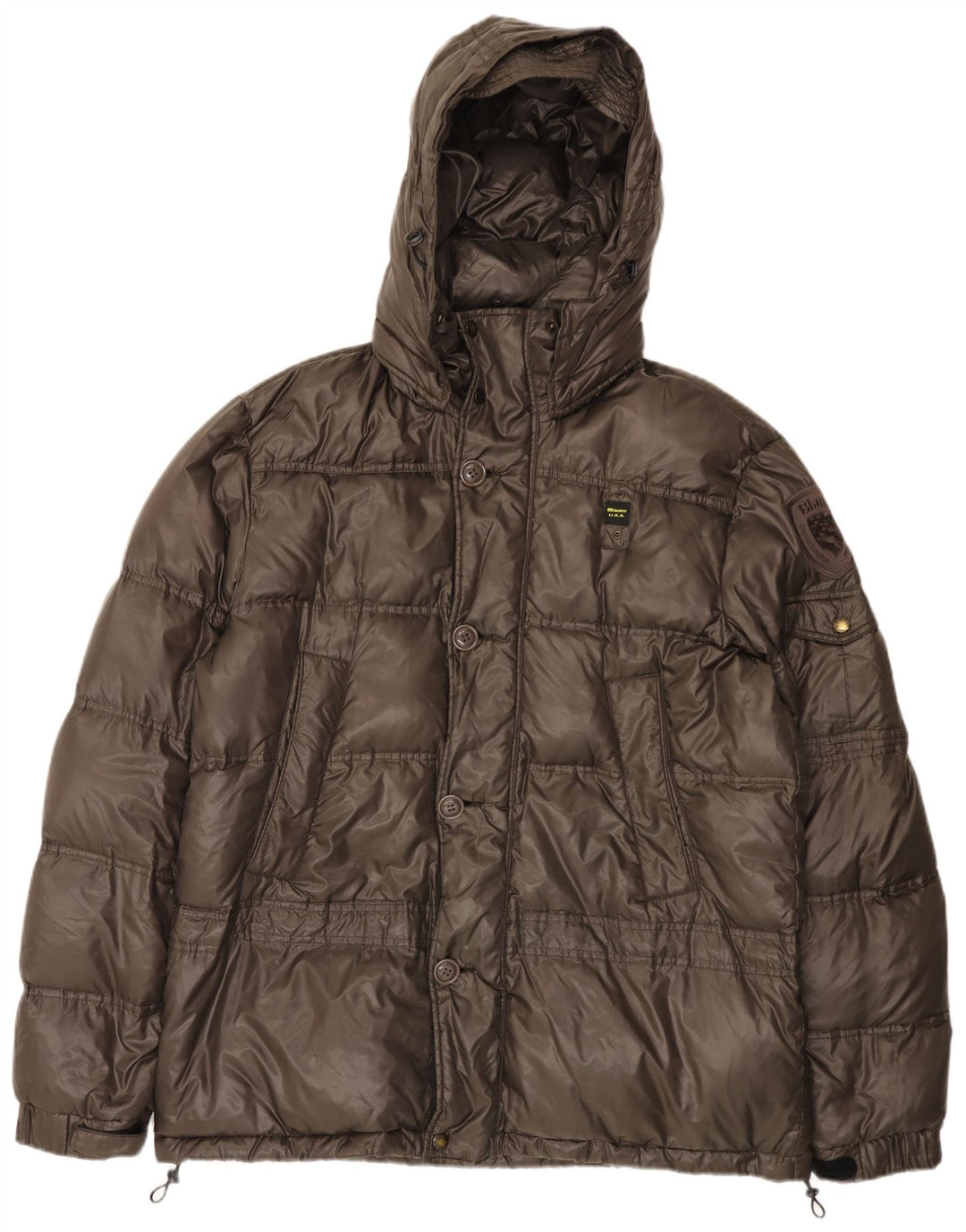Giacca imbottita con cappuccio Blauer da uomo UK 46 3XL Marrone Poliammide