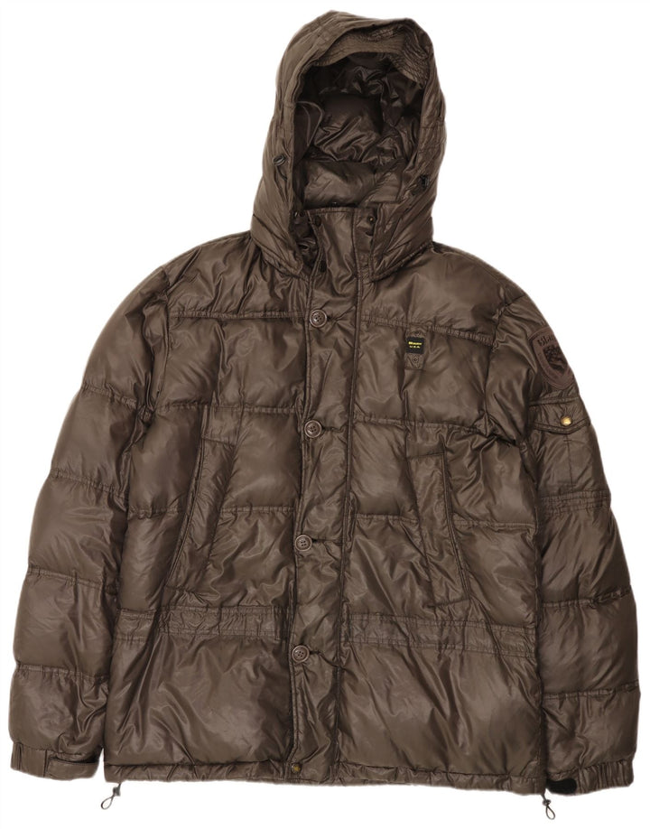 Giacca imbottita con cappuccio Blauer da uomo UK 46 3XL Marrone Poliammide