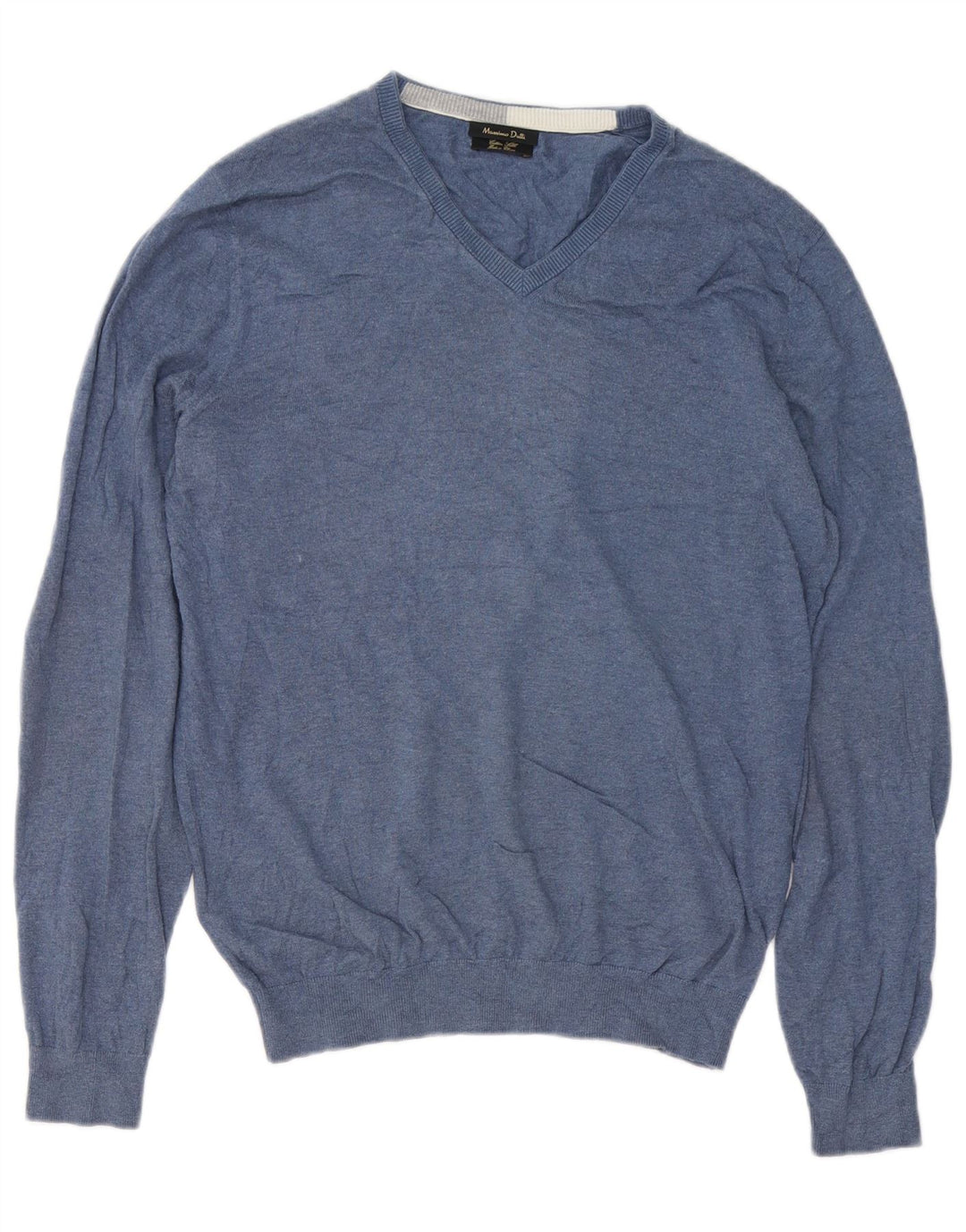 Maglione da uomo con scollo a V Massimo Dutti in cotone blu medio