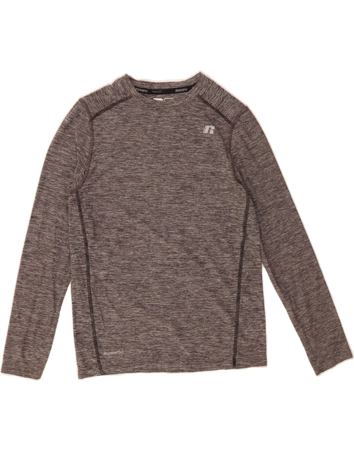 RUSSELL ATHLETIC Boys Top Long Sleeve 10-11 Years Large Grey Flecked Vintage Russell Athletic and Second-Hand Russell Athletic from Messina Hembry 