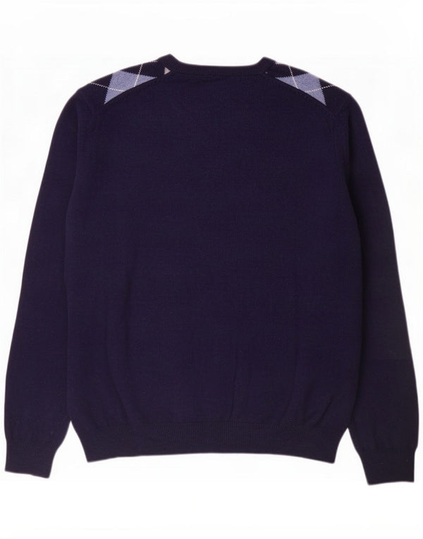 Marks & Spencer Maglione girocollo da uomo XL Blu navy Argyle/Diamond
