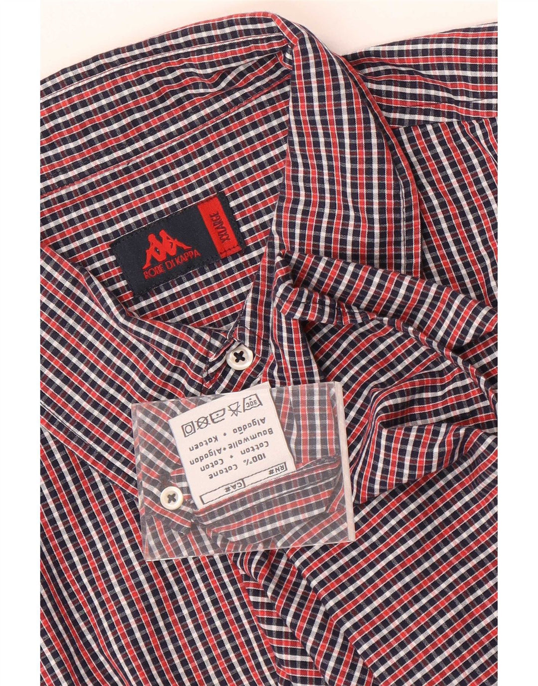 Camicia a maniche corte da uomo Kappa 2XL in cotone a quadri rossi