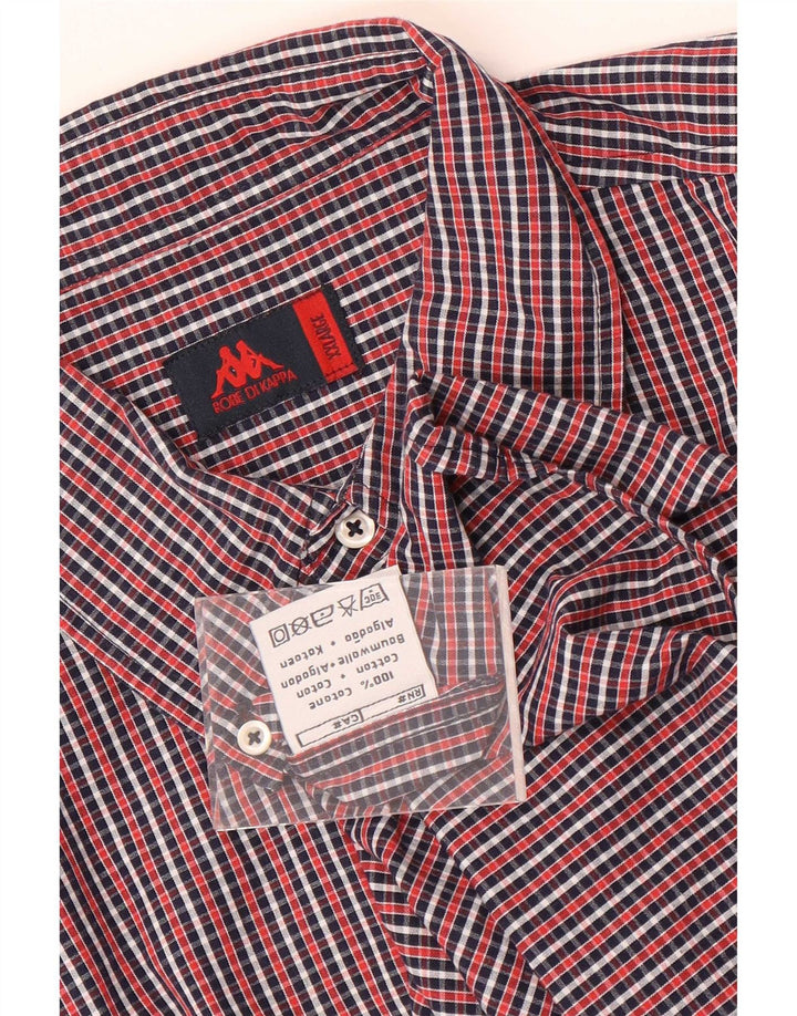 Camicia a maniche corte da uomo Kappa 2XL in cotone a quadri rossi