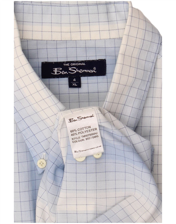 Camicia a maniche corte da uomo Ben Sherman 4XL in cotone a quadretti blu