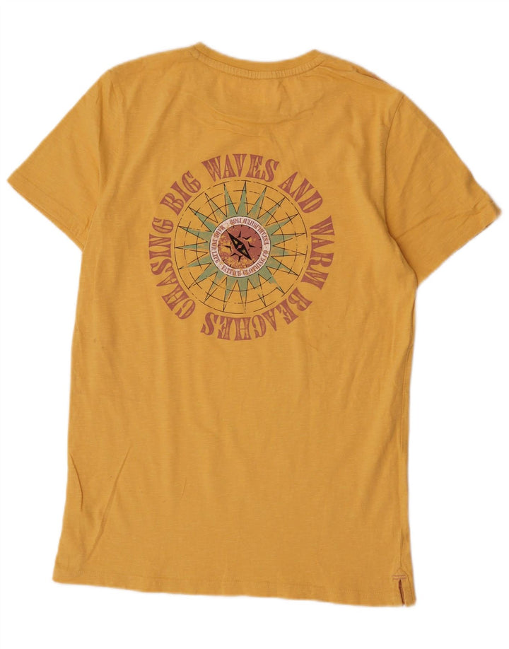 T-shirt grafica da uomo Fat Face Top piccola in cotone giallo