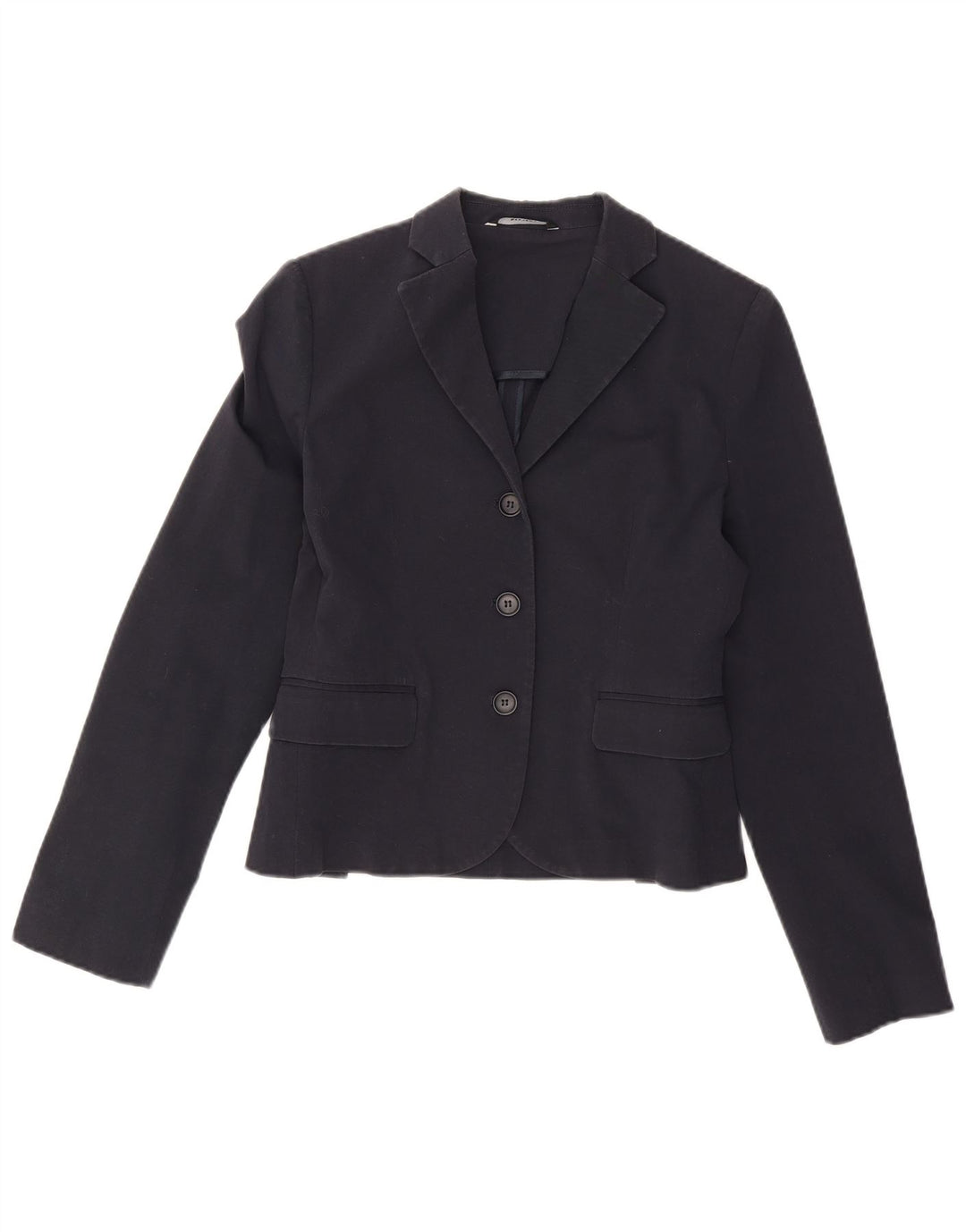 Giacca blazer a 3 bottoni corta da donna Stefanel EU 38 cotone medio blu navy