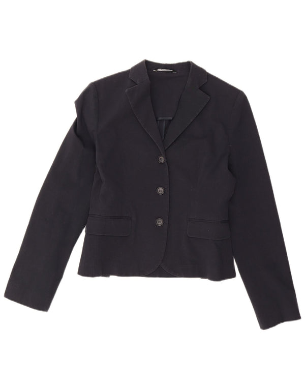 Giacca blazer a 3 bottoni corta da donna Stefanel EU 38 cotone medio blu navy