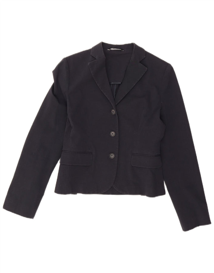 Giacca blazer a 3 bottoni corta da donna Stefanel EU 38 cotone medio blu navy