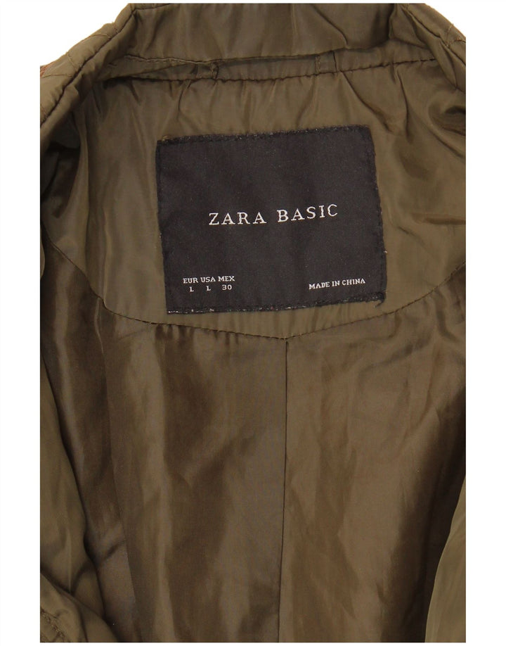 Giacca trapuntata militare da donna Zara UK 16 grande color cachi