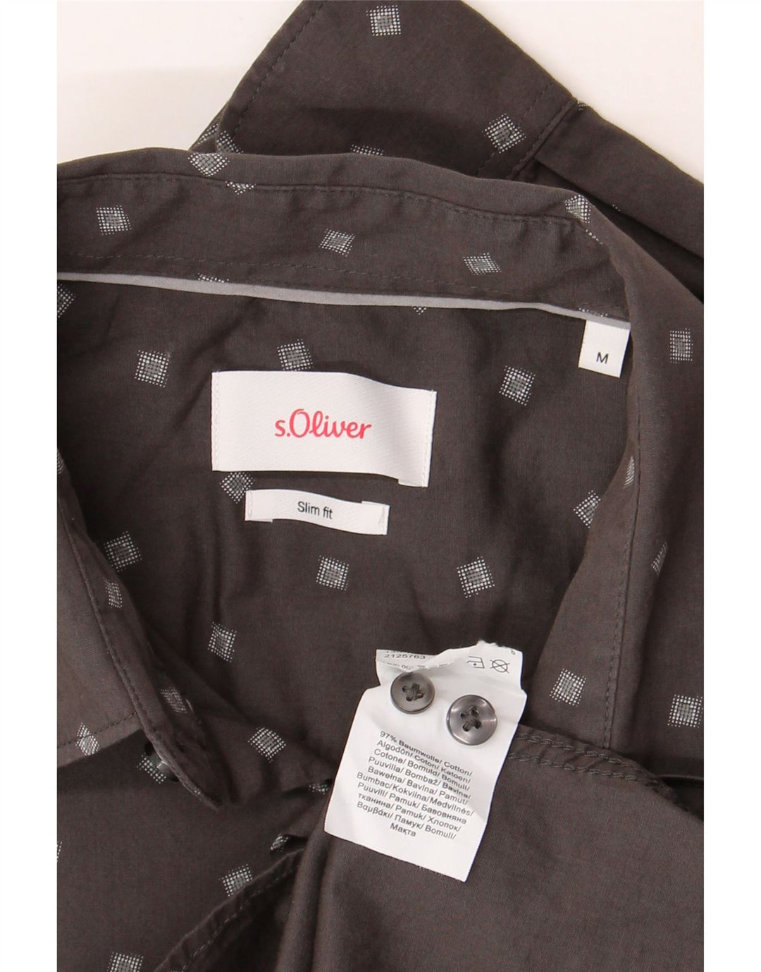 Camicia Uomo Slim Fit S.OLIVER Cotone Maculato Grigio Medio