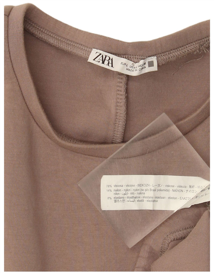 Felpa Zara Donna Maglione UK 16 Large Marrone Viscosa