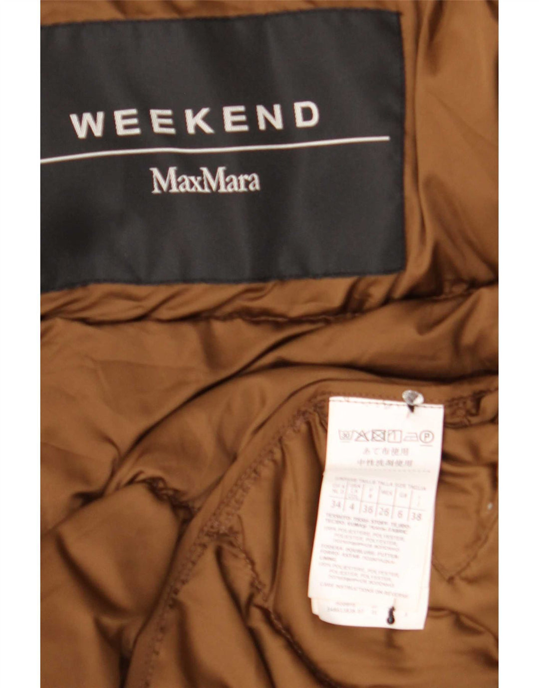 Giacca imbottita oversize da weekend da donna Max Mara UK 6 XS poliestere marrone