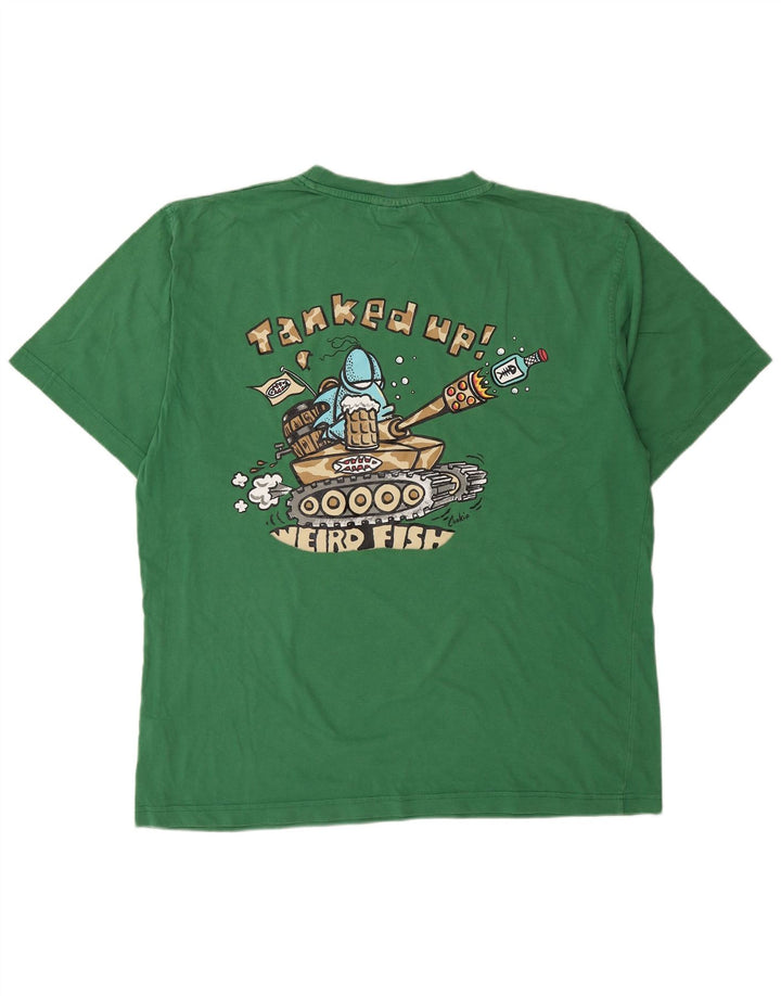 T-shirt grafica da uomo Weird Fish Top grande in cotone verde