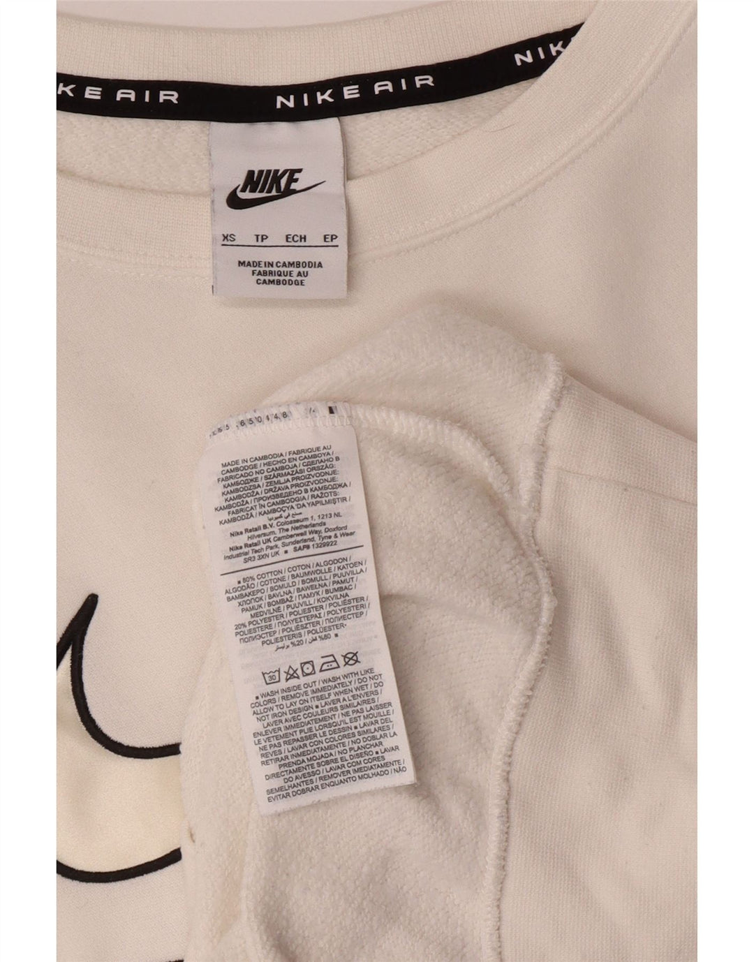 NIKE Felpa grafica da uomo con vestibilità ampia, XS, cotone bianco