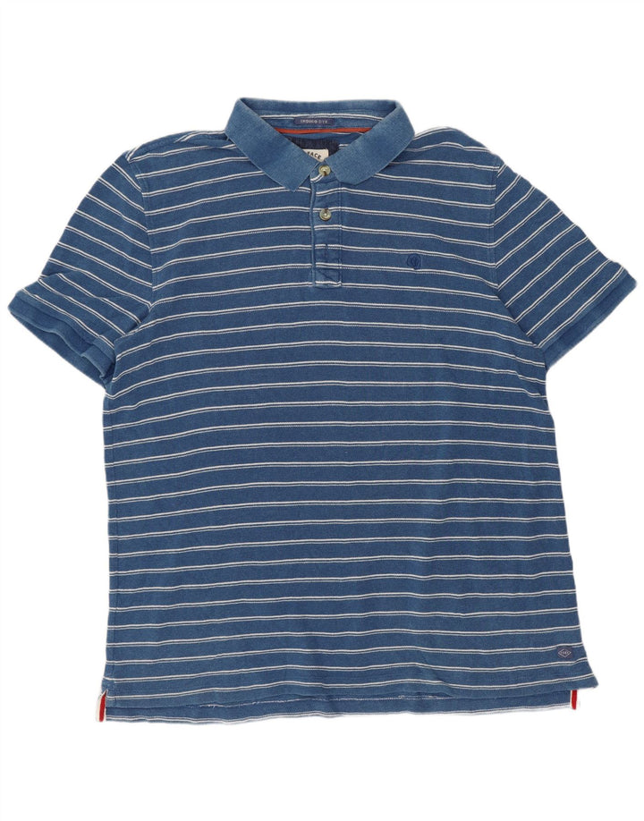 Polo da uomo Fat Face XL in cotone a righe blu
