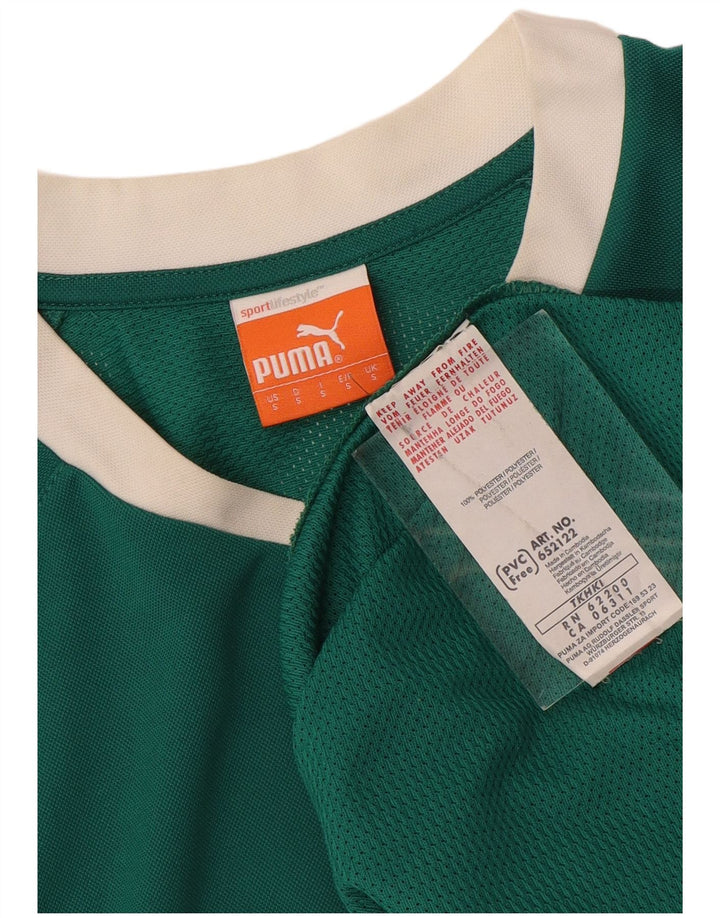 Puma T-shirt grafica da uomo Top Small Verde Colourblock in poliestere
