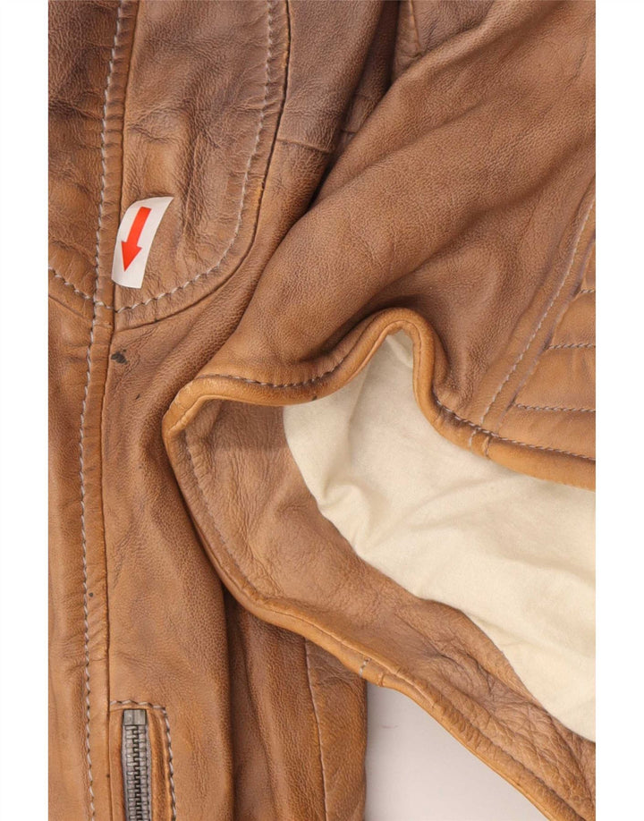 Giacca da motociclista in pelle da donna Freaky Nation UK 14 Marrone medio