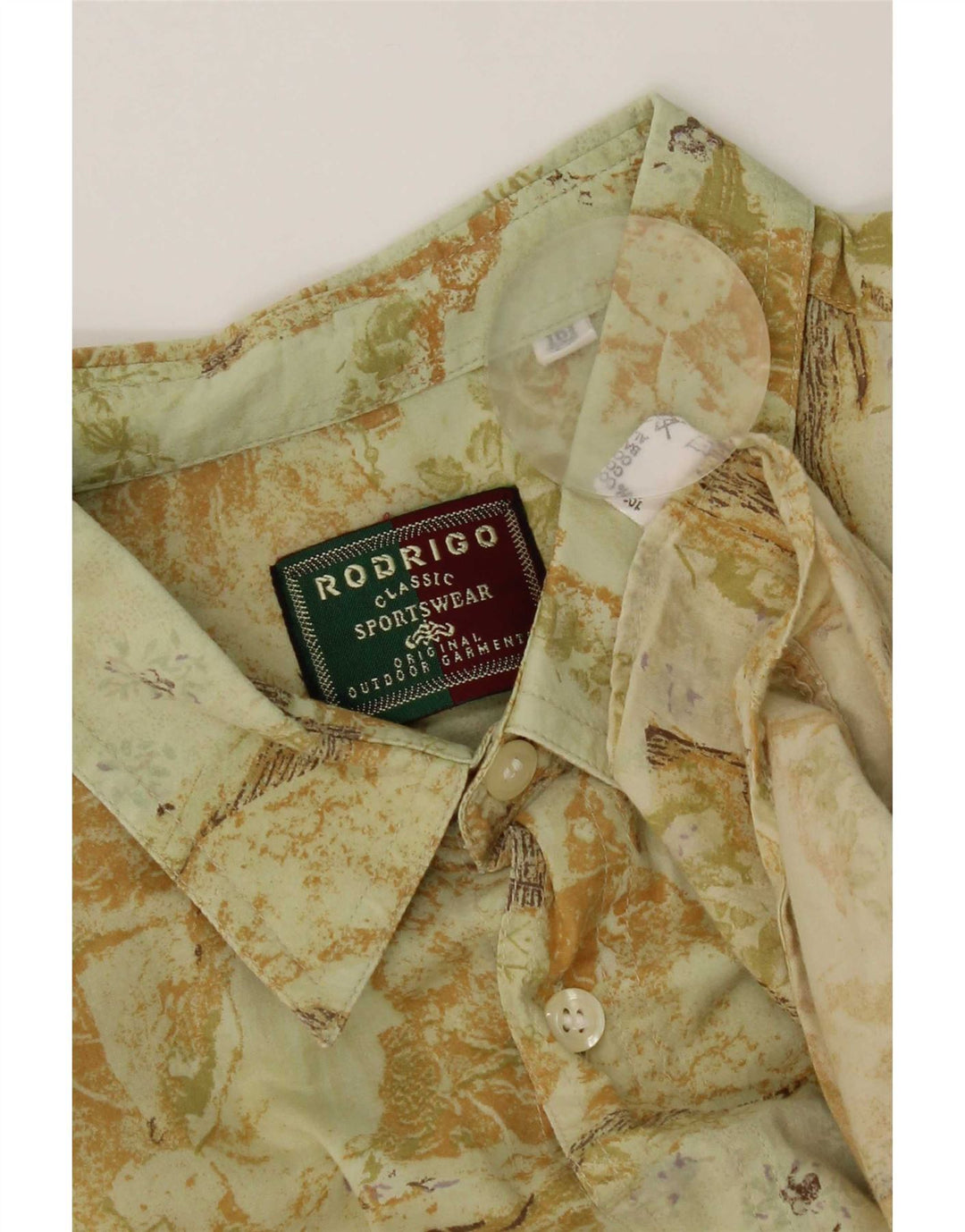 Camicia a maniche corte da uomo con motivo astratto Rodrigo taglia 42 grande cotone verde
