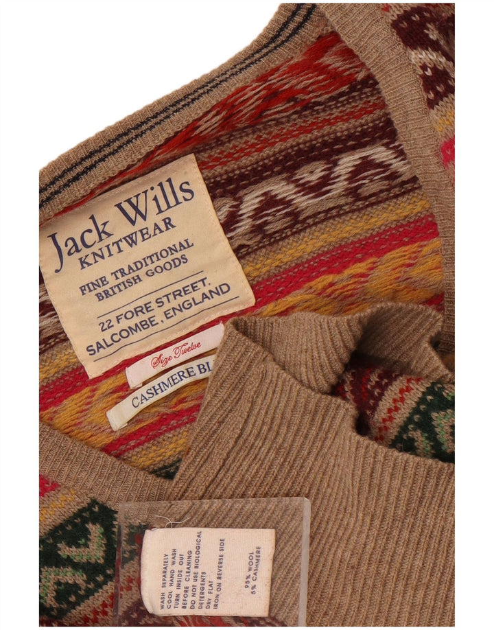Maglione maglione con scollo a V da donna Jack Wills UK 12 medio multicolore