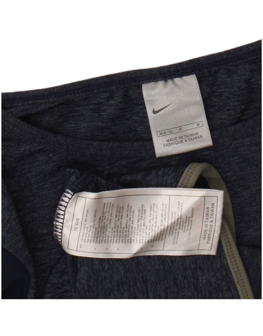 Top Nike per ragazze, maniche a 3/4, 10-11 anni, nylon color block medio blu navy