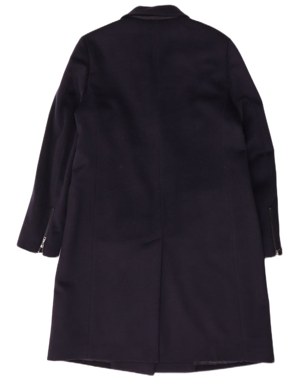 Cappotto doppiopetto oversize da donna Jaeger UK 10 piccolo in lana blu navy
