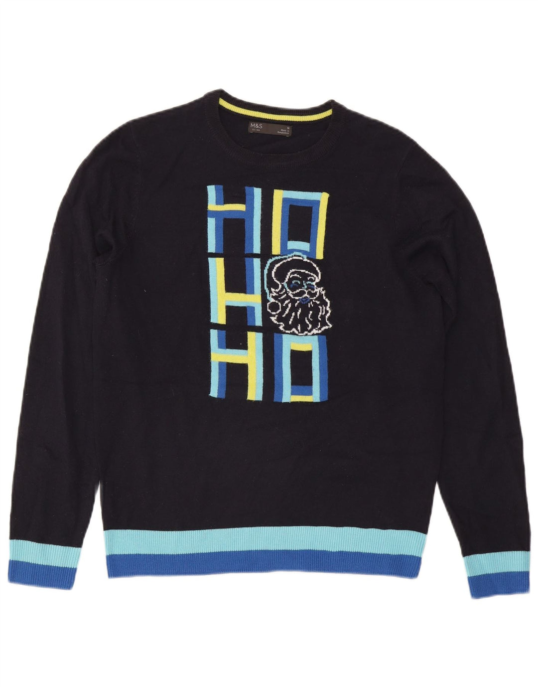 Maglione maglione girocollo da donna Marks & Spencer UK 14 blu navy medio