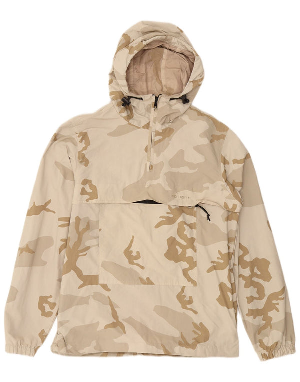 Giacca anorak con cappuccio da uomo CARHARTT UK 38 Nylon mimetico beige medio