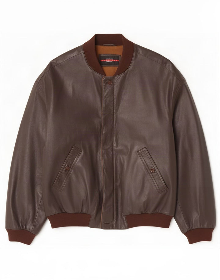 Giacca in pelle vintage da uomo UK 40 grande marrone