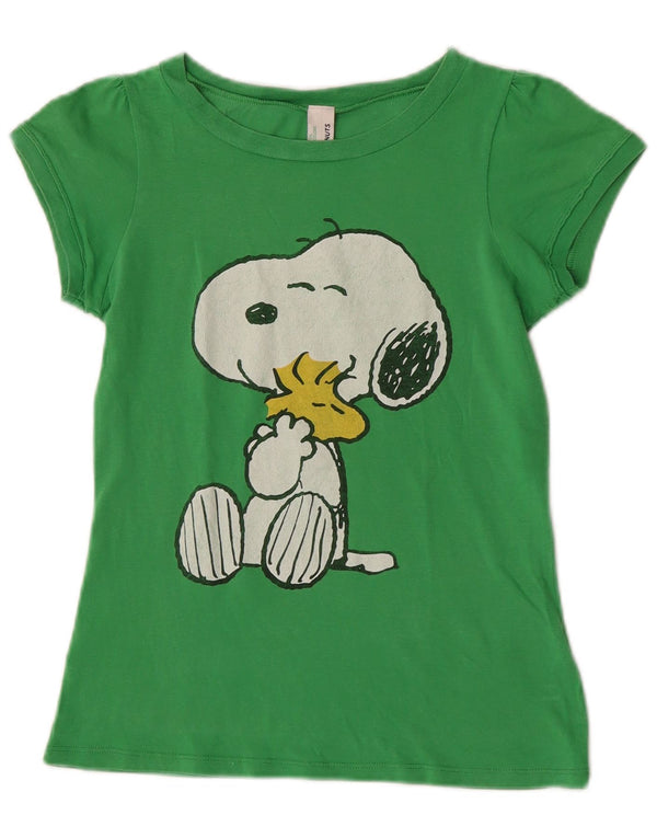 T-shirt grafica per ragazze Benetton Peanuts Top 10-11 anni XL in cotone verde