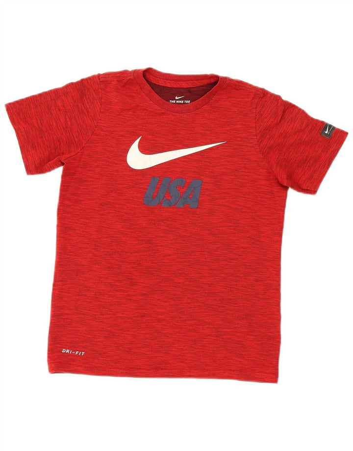 T-shirt grafica Nike da ragazzo Dri Fit Top 10-11 anni rosso medio chiazzato