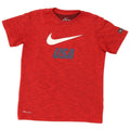 T-shirt grafica Nike da ragazzo Dri Fit Top 10-11 anni rosso medio chiazzato